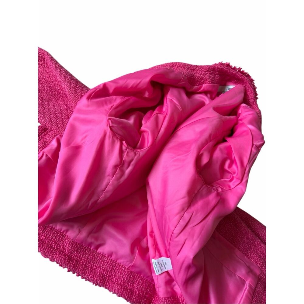 WD-NY Blazer Tweed Fringe Gold Chain Open Front Hot Pink Medium - Picture 8 of 11